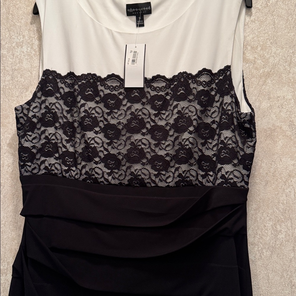 NWT BLACK LAYERED DRESS WITH WHITE & BLACK BODICE - Picture 5 of 13